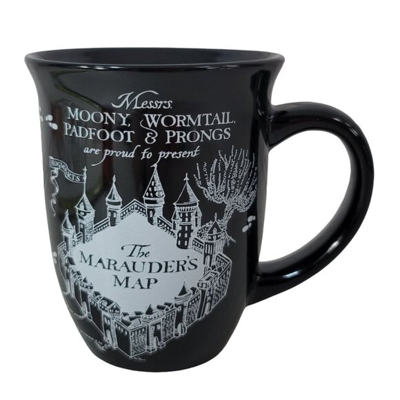 Harry Potter Hogwarts Marauder's Map Mug Black 16oz Footprints Proud To Present - Picture 2 of 11